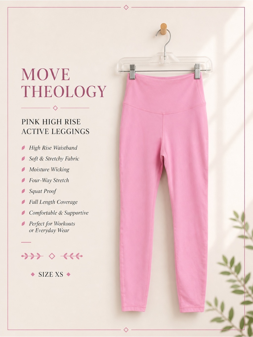 Move Theology Pink High Rise Active Leggings Size XS